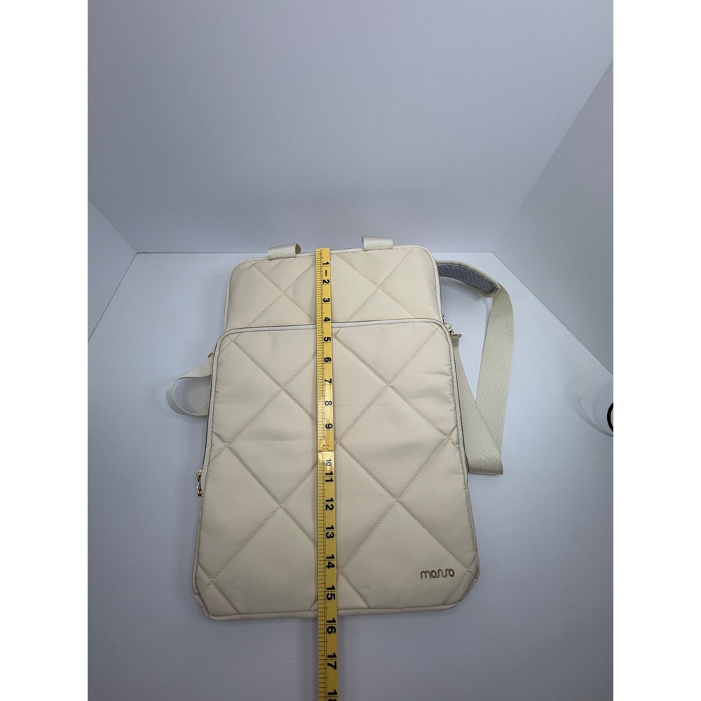 Mosiso Vertical‎ Quilted Laptop Shoulder Bag Cream Padded Travel Messenger Case - Picture 8 of 14